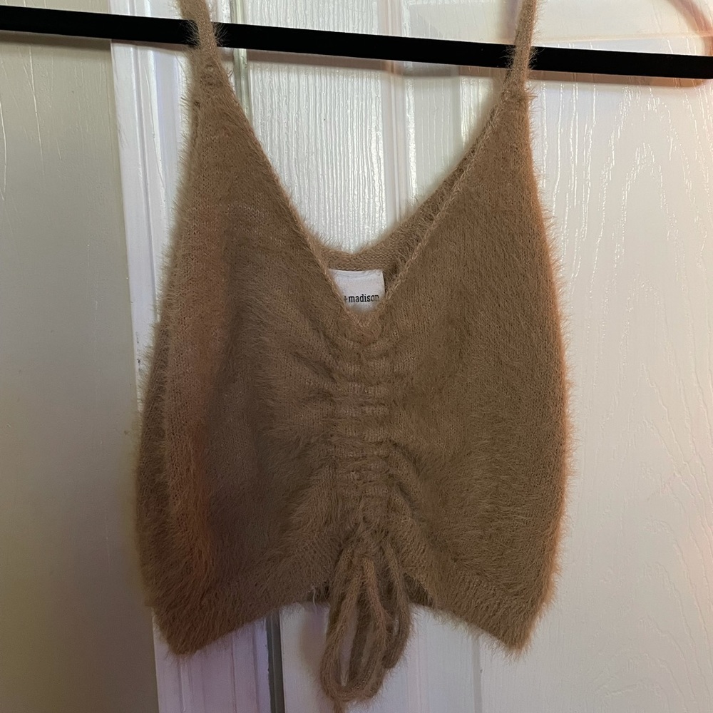 Fuzzy tan tanktop